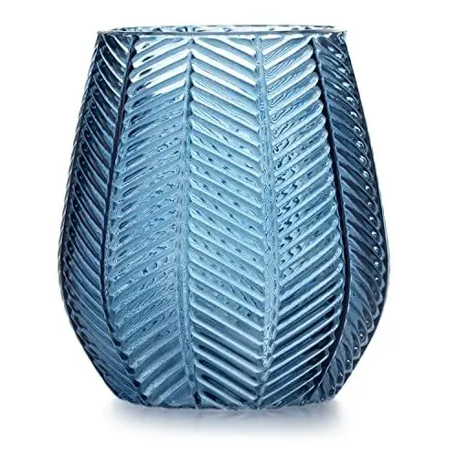 Produktbild: AmeliaHome Vase 15,5x19,5 cm Dekovase Tischvase aus Glas Dekoration Vitoria Dunkelblau