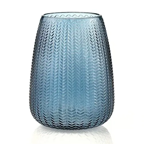 Produktbild: AmeliaHome Vase 18,5x24 cm Dekovase Tischvase aus Glas Dekoration Sevilla Dunkelblau