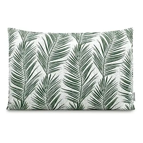 Produktbild: AmeliaHome Zierkissen Kissenbezug mit Füllung zweiseitig ultrasonic Steppung 50x70 cm Pflanzenmuster Grün Weiß Tropical Bonaire