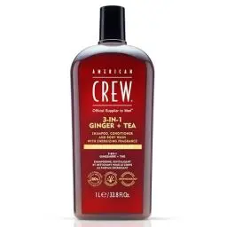 Produktbild: AMERICAN CREW – 3-in-1 Ginger & Tea Shampoo, Conditioner & Body Wash, 1000ml, Pflegeshampoo und Duschgel für Männer, Produkt für die tägliche Reinigung von Körper und Haar