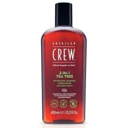 Produktbild: AMERICAN CREW - 3-in-1 Tea Tree Shampoo, Conditioner & Body Wash, 450ml, Pflegeshampoo und Duschgel für Männer, Produkt für die tägliche Reinigung von Körper und Haar