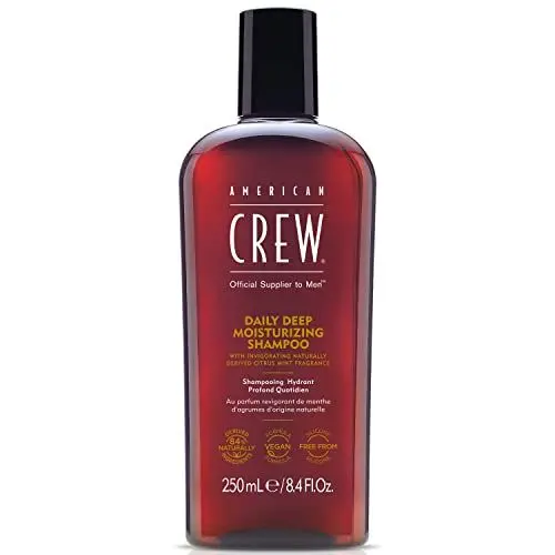 Produktbild: AMERICAN CREW – Daily Deep Moisture Shampoo, 250 ml, Pflegeshampoo für Männer, Haarprodukt ohne Silikone, Haarshampoo mit Citrus & Minze Duft, für gesund aussehendes Haar, vegan