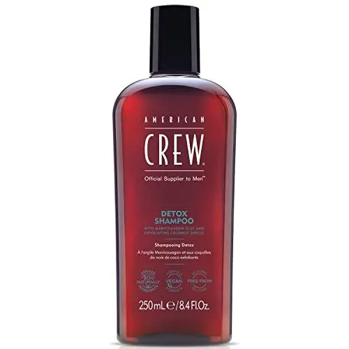 Produktbild: AMERICAN CREW – Detox Shampoo, 250 ml, Pflegeshampoo ohne Silikone für Männer, Haarshampoo zur Reinigung & Peeling für die Kopfhaut, mit feuchtigkeitsspendendem Panthenol, vegan