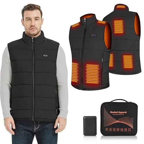 Produktbild: Amiable Heizweste Herren Damen, Beheizte Weste Beheizbare Weste Heizjacke Herren, 8 Heizzone Beheizbare Jacke Wärmeweste mit 10000mah Akku, Wärmejacke für Outdoor Skifahren Camping - XL