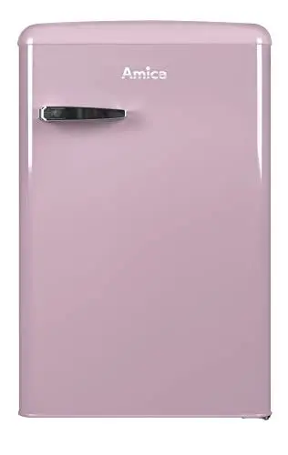 Produktbild: Amica KS 15616 P Retro Kühlschrank mit Gefrierfach / Cupcake Pink / 88cm (H) x 55cm (B) x 62cm (T) / Retro-Design