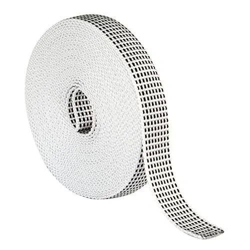Produktbild: Amig - Band für Gurtwickler von Rollos, Weiß mit schwarzen Punkten, Ersatzgurt für Rollenspule, angenehm in der Hand und fest, UV-beständig und verschleißfest. Maße 20 mm x 6 m