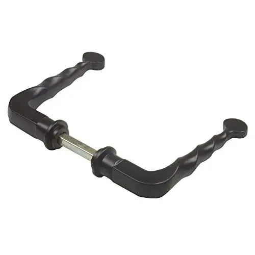 Produktbild: Amig - 2er Set Dekorative Manillen für Gartentore und Zäune Mod.101SP | Rosette Ø19 mm | Griff 114 mm | Quadratstift 8 mm | Schmiedeeisen-Optik | Zamak in Schwarz