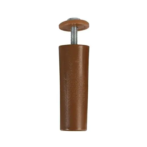 Produktbild: Amig – 2er-Pack Anschläge für Rollläden aus braunem Kunststoff | Stoßdämpfer mit M5 Anti-Rost-Schraube und äußerer Unterlegscheibe | Wetterbeständig | Länge: 60 mm