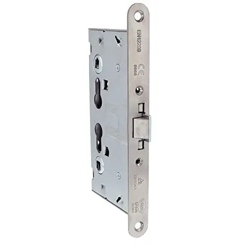 Produktbild: Amig - Einsteckschloss für Feuerschutztür, ohne Antipanik-Funktion, Mod. 6572, 65 x 72 mm, mit Doppelnuss und für zwei Profilzylinder, matte Ausführung