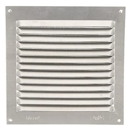 Produktbild: Amig - Quadratisches Lüftungsgitter aus Aluminium mit Moskitonetz | Lüftungsgitter für Luftauslässe | Ideal für Decken | Maße : 150 x 150 mm | Farbe: Silber