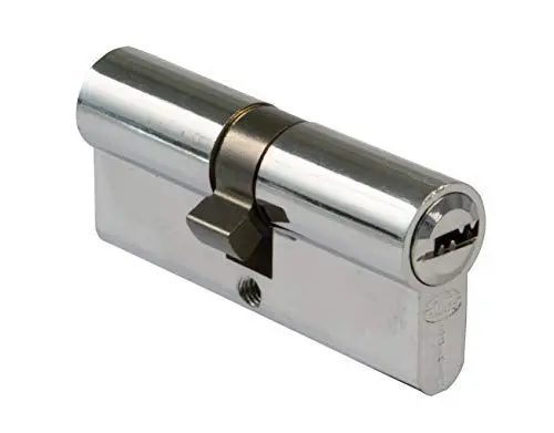 Produktbild: AMIG - Sicherheits-Türschloss für Türen - Größe 65 (30-35) - 6 Stifte - 15 mm Leiste - Inklusive 5 Messing-Schlüssel mit Spitze und 65 mm Schraube - Glänzende Chrom-Oberfläche