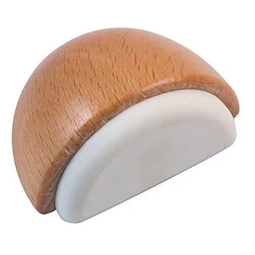Produktbild: Amig - Türstopper für Böden | Selbstklebend & dekorativ | Schützt Wände & Möbel | Ø 45 x 25 mm | Halbkreis-Design | Holz & Gummi-Finish, Weiß, Buche, Zamak