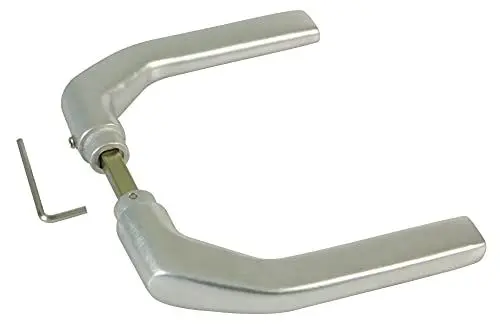Produktbild: Amig - Türgriffgarnitur aus Aluminium ohne Schild, silberfarben, ideal für Innen- und Außentüren | 130 x 61 mm | Maximale Türstärke 65 mm | Drücker mit funktionellem, dekorativem und modernem Türgriff
