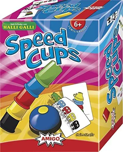 Produktbild: AMIGO 03780 - Speed Cups, Geschicklichkeitsspiel, 2 bis 4 Spieler, Blau, Grün, Gelb, Rot, Lila, Kartenspiel