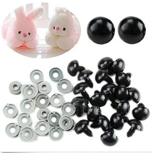 Produktbild: Amigurumi Sicherheitsaugen, 6 mm, 100 Stück, Sicherheitsaugen aus Kunststoff, Tieraugen aus Plüsch, Schwarz, mit Unterlegscheiben, Basteln, Puppenaugen, für die Herstellung von Puppen (6 mm)