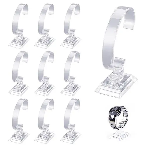 Produktbild: Amindz 10 Stück Armbanduhr Ausstellungsstand Halter,Acryl Uhrenhalter,Transparenter Armbandständer Halter, durchsichtiger Schmuck Vitrinen Ausstellungsständer Rack für den Laden oder den Heimgebrauch