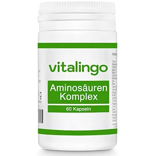 Produktbild: Aminosäuren Komplex Kapseln - Hochdosiert - 60 Aminosäurenkapseln à 445 mg