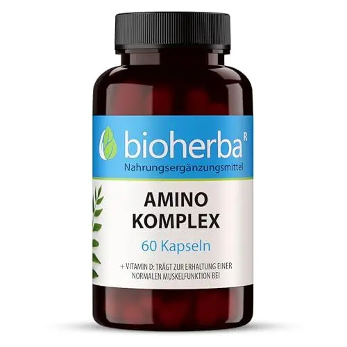 Produktbild: Aminosäuren-Komplex Kapseln – 100 Stück mit essentiellen Aminosäuren und Chrom, hochdosiert von BIOHERBA PZN 19642037