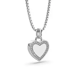 Produktbild: AMITSCHI® - Herzkette Silber 925 - Herz Kette Gold zweiseitig tragbar (gravierbarer Herzanhänger) Kette Herz als perfekte Geschenkidee - Herz-Anhänger zum Verlieben (Kette Herz Silber)