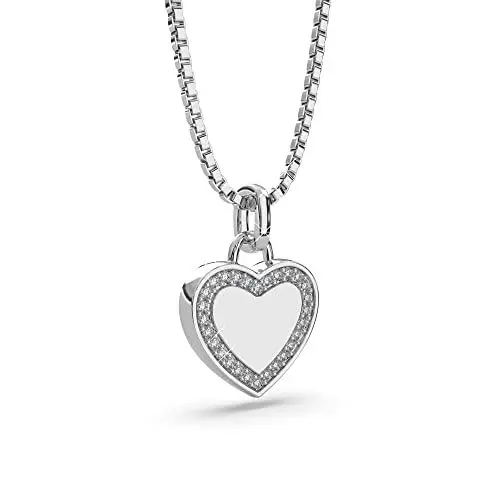 Produktbild: AMITSCHI® - Herzkette Silber 925 - Herz Kette Gold zweiseitig tragbar (gravierbarer Herzanhänger) Kette Herz als perfekte Geschenkidee - Herz-Anhänger zum Verlieben (Kette Herz Silber)