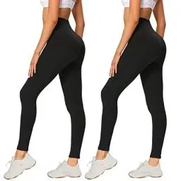 Produktbild: AMIYOYO 2er Pack Leggings für Damen High Waist Leggins Blickdicht Elastische Bauchweg Hosen Weiche Sporthose für Yoga Fitness Outdoor&Freizeit