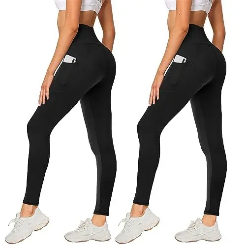 Produktbild: AMIYOYO 2er Pack Leggings für Damen High Waist Leggins Blickdicht Elastische Bauchweg Hosen Weiche Sporthose für Yoga Fitness Outdoor&Freizeit