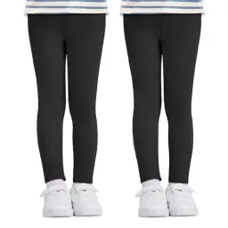 Produktbild: AMIYOYO 2er Pack Mädchen Leggings High Waist Lang Sportsleggins Weiche Sport Leggings Elastisch Fitness Hose Bequem Tanzhose Basic für Kinder(Schwarz*2,S)