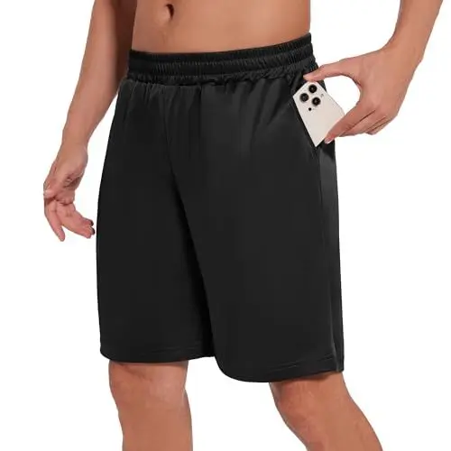 Produktbild: AMIYOYO Sporthose Herren Kurz Hosen Sommer Shorts Schnelltrocknend Leicht Sport Trainingshose Laufhose Gym Jogginghose Mit Taschen(L,ASchwarz