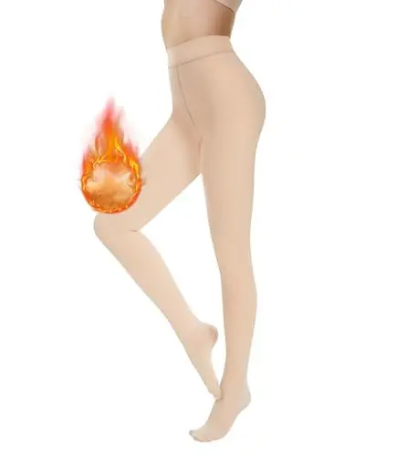 Produktbild: AMIYOYO Thermo Strumpfhose Damen Fleece Gefütterte Thermostrumpfhose Bauchweg Warm Leggings Gefälschte Durchscheinend High Waist Schwarz 220g