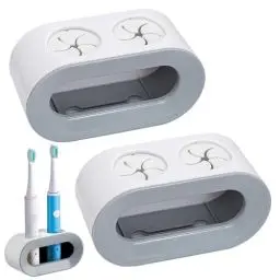 Produktbild: AMJKEJI Elektrischer Zahnbürstenhalter, 2 Stück Selbstklebende Wandhalterung für Zahnbürste, Selbstklebend, Verstellbarer Elektrischer Zahnbürstenständer für Badezimmer (Grau)