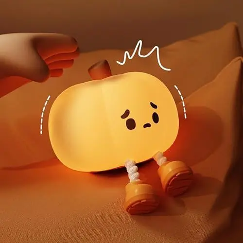 Produktbild: AmmToo mToo Kürbis Kinder Nachtlampe -Lampe Dimmbar Timer, Touch-Steuerung Silikon Nachtlicht Baby, USB-Aufladbar Niedliche Kürbis Lampe, Cute Nachtlicht Kinderzimmer (Nachtlicht Pumpkin)
