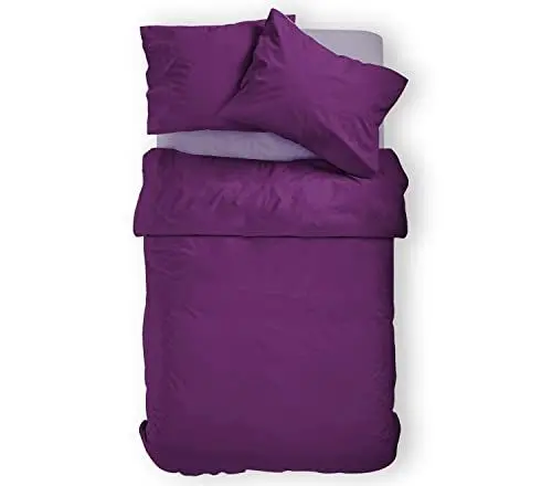 Produktbild: Amolavet Sommer Bettwäsche 135x200 2teilig Set Lila aus Gebürstetem Mikrofaser Sommerbettwäsche 135x200 Bettbezug 135 X 200 + Kissenbezüg 80x80 Mit Reißverschluss für Einzelbett