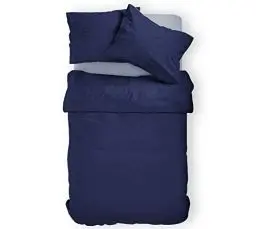 Produktbild: Amolavet Winter Bettwäsche 135x200 2teilig Set Blau aus Gebürstetem Mikrofaser Winterbettwäsche 135x200 Bettbezug 135 X 200 + Kissenbezüg 80x80 Mit Reißverschluss für Einzelbett