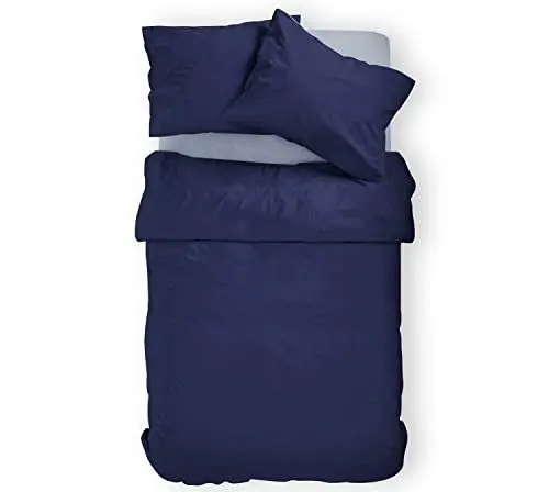 Produktbild: Amolavet Winter Bettwäsche 135x200 2teilig Set Blau aus Gebürstetem Mikrofaser Winterbettwäsche 135x200 Bettbezug 135 X 200 + Kissenbezüg 80x80 Mit Reißverschluss für Einzelbett