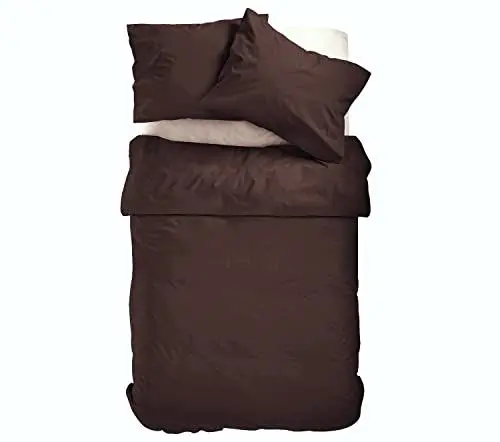 Produktbild: Amolavet Sommer Bettwäsche 135x200 2teilig Set Braun aus Gebürstetem Mikrofaser Sommerbettwäsche 135x200 Bettbezug 135 X 200 + Kissenbezüg 80x80 Mit Reißverschluss für Einzelbett