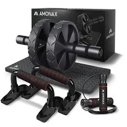 Produktbild: Amonax Bauchroller Liegestützgriffe Springseile fitness sportgeräte bauchmuskeltrainer für zuhause, ab roller trainingsgerät set, ab wheel workout bauchtrainer home sport equipment