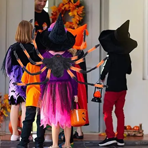 Produktbild: AMONIDA Halloween-Spinnen-Rucksack, Langlebig, Rote Augen, Halloween-Requisiten, 8 Große Lange Beine, Stoffdraht, Leicht, für Jugendliche (Taschenspinne S-90cm (Schwarz))