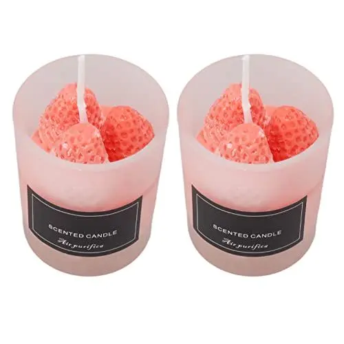 Produktbild: AMONIDA Sojawachs-Aromatherapie-Kerzengeschenke, Sicheres Soja-Aromatherapie-Kerzengeschenk, Rauchfrei, Beruhigende Wirkung, 2er-Set Zur Entspannung (Typ B Erdbeere)