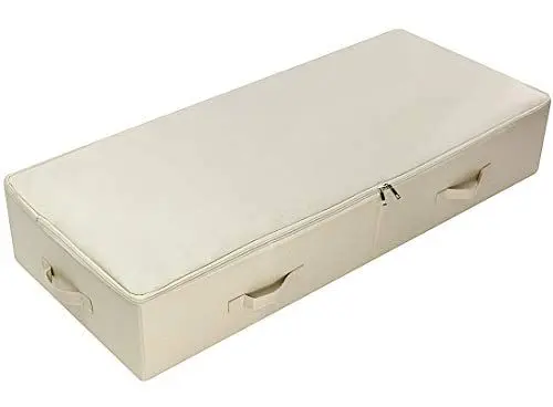 Produktbild: Amonsen Großes Format Unterbett Aufbewahrungsbox mit Deckel – Unterbett Schuhe Aufbewahrungsbox für Kleidung und Schuhe, Klappdesign mit 6 Griffen, Beige