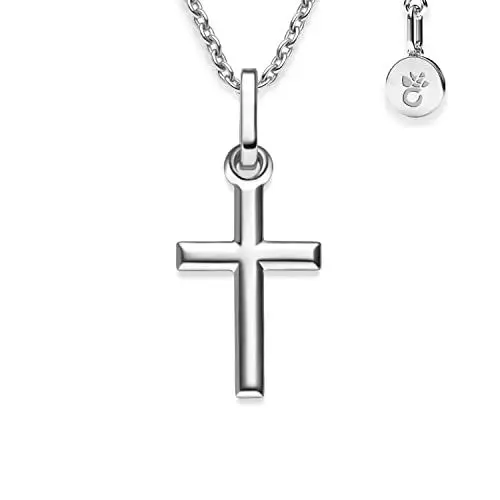 Produktbild: Kreuz Kette Mädchen Jungen Kommunion Silber 925 | Kreuzanhänger Halskette | Kinderschmuck Erstkommunion Taufgeschenk Konfirmation Firmung Geburt Taufe | Silberkette Kreuzkette Taufkette Kinderkette