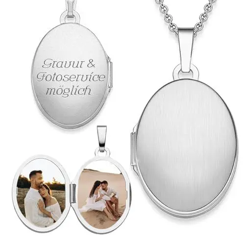 Produktbild: Amoonic Mama Geschenkideen Mutter Geschenke Medaillon zum Öffnen Silber 925 Kette für Foto Bild Fotos Medallion aufklappbar mit Kette *inkl. Etui mit: Mama, Du bist die Beste* Mutter Tochter FF04-5