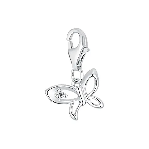 Produktbild: Amor Charm 925 Sterling Silber Damen Anhänger, mit Zirkonia synth., 1,9 cm, Silber, Schmetterling, Kommt in Schmuck Geschenk Box, 2016106
