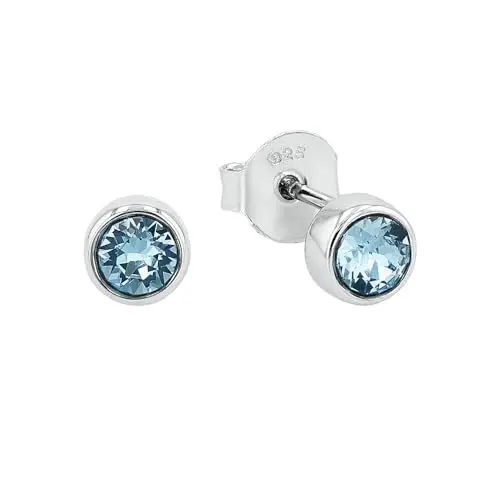 Produktbild: Amor Damen Ohrstecker aus 925er Sterling Silber mit Zirkonia (synth.) aus Kristallglas, 0,6 cm, Blau, Kommt in Schmuck Geschenk Box, 9131785