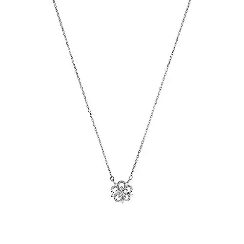 Produktbild: Amor Kette mit Anhänger 925 Sterling Silber Damen Halsschmuck, mit Zirkonia synth., 42+3 cm, Silber, Blume, Kommt in Schmuck Geschenk Box, 2012824