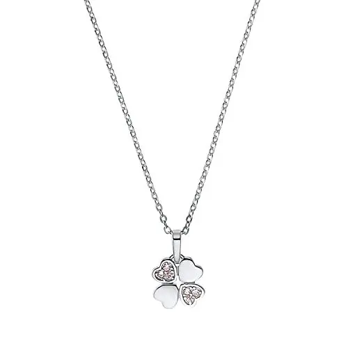 Produktbild: Amor Kette mit Anhänger 925 Sterling Silber Mädchen Kinder Halsschmuck, mit Zirkonia synth, 35+3 cm, Silber, Kleeblatt, Kommt in Schmuck Geschenk Box, 2021273