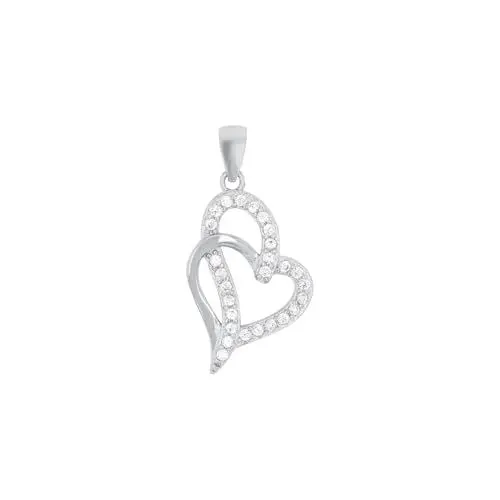 Produktbild: Amor Motivanhänger 925 Sterling Silber Damen Anhänger, mit Zirkonia synth., 3 cm, Silber, Herz, Kommt in Schmuck Geschenk Box, 9972180