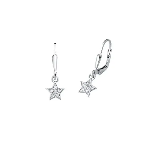 Produktbild: Amor Ohrhänger 925 Sterling Silber Mädchen Kinder Ohrschmuck, mit Zirkonia synth., 2,3 cm, Silber, Stern, Kommt in Schmuck Geschenk Box,
