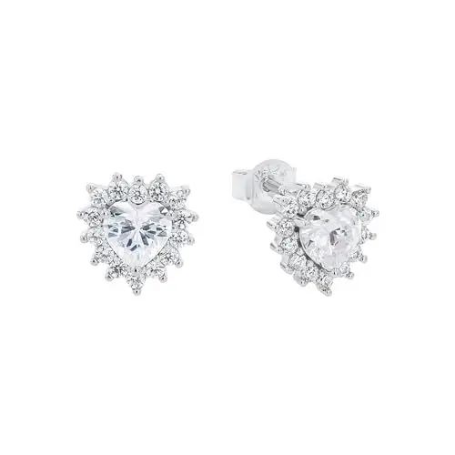 Produktbild: Amor Ohrstecker 925 Sterling Silber Damen Ohrschmuck, mit Zirkonia synth., 0,9 cm, Silber, Herz, Kommt in Schmuck Geschenk Box, 2033574