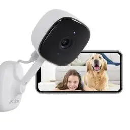 Produktbild: AMOROM WLAN Überwachungskamera Innen, 1080p Kamera Überwachung mit Nachtsicht, 2 Wege Audio, Bewegungserkennung, Sprach Steuerung, Funktioniert mit Alexa, 2,4G WiFi, 1 Stück