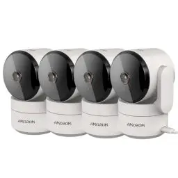 Produktbild: AMOROM WLAN Überwachungskamera Innen 360°, 1080p Kamera Überwachung mit Nachtsicht, 2 Wege Audio, Bewegungserkennung, Sprach Steuerung, Funktioniert mit Alexa, 2,4G WiFi, 4 Stück